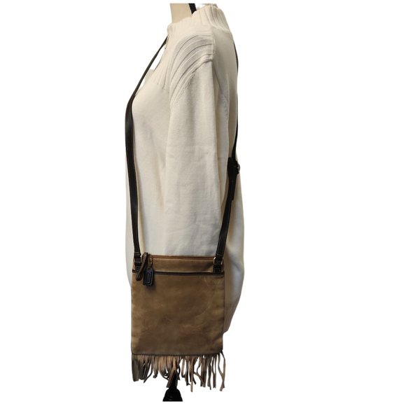 Vintage Coach Tan Suede Fringed Crossbody Bag - Picture 2 of 16